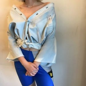 Denim Cut off Button Up